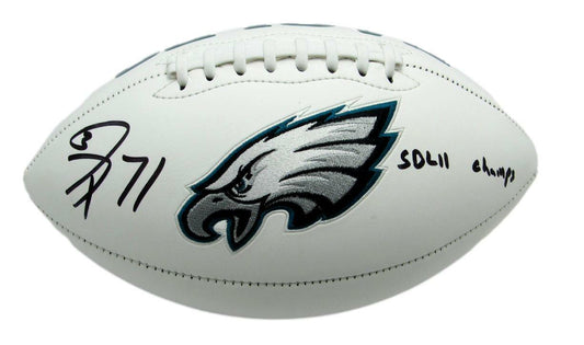 Jason Peters Signed/Inscribed Philadelphia Eagles Logo Football JSA 167008