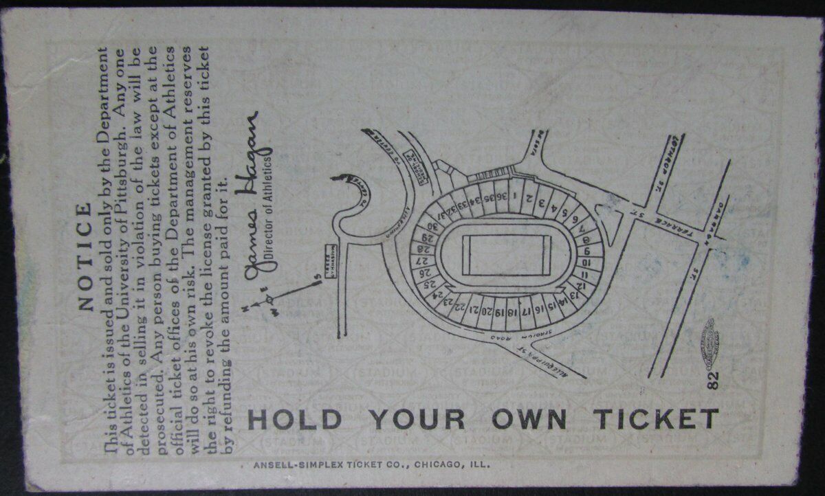 1939 Pitt  Panthers vs. WVU   Ticket Stub 10/7/39 at Pitt Stadium 145440