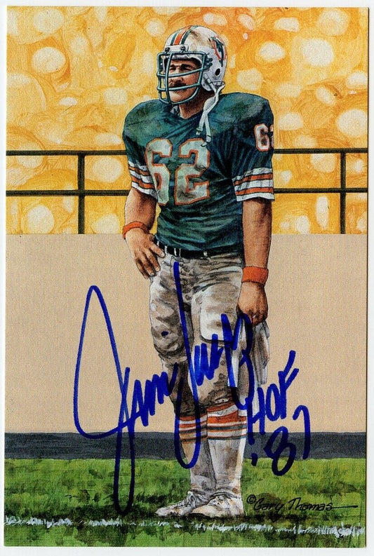 Jim Langer Signed Goal Line Art GLAC Postcard w/HOF Dolphins PSA/DNA 160274