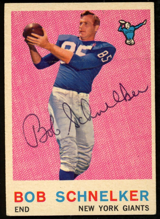 1959 TOPPS Football Card #128 Signed/Auto Bob Schnelker New York Giants