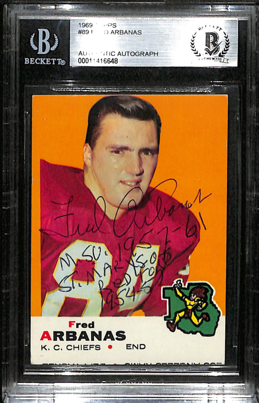 Fred Arbanas Signed 1969 Topps Card #89 Houston Oilers BAS/Beckett 185993
