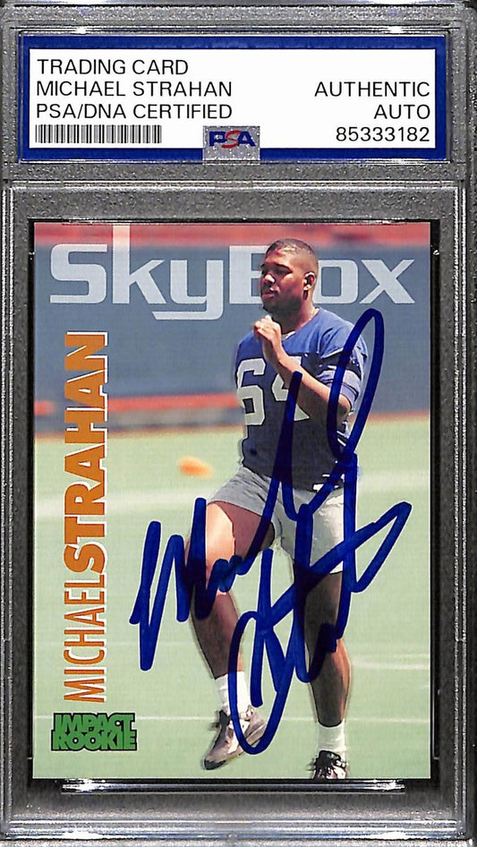 Michael Strahan HOF Signed 1993 SkyBox Card #398 Rookie Giants PSA/DNA 187988