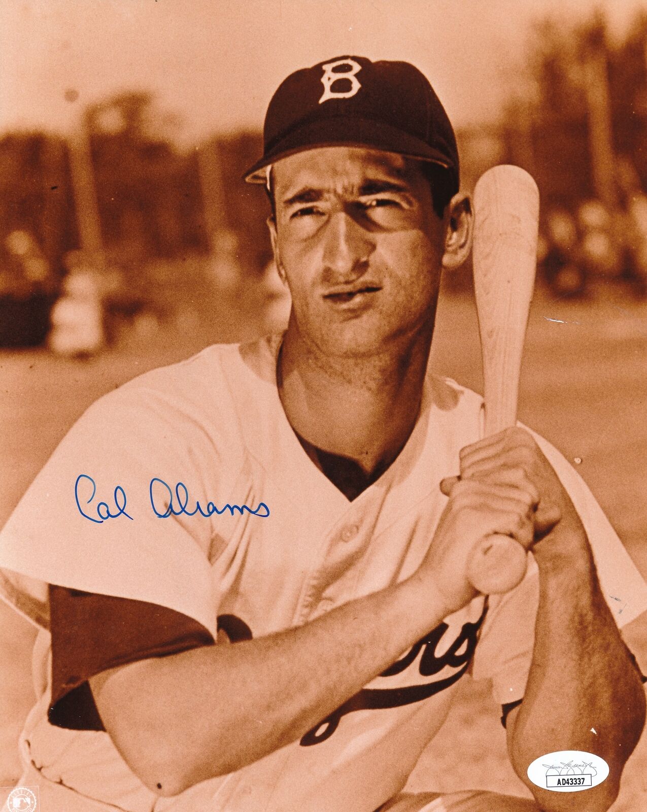 Cal Abrams Autographed 8x10 B/W Photo Brooklyn Dodgers JSA