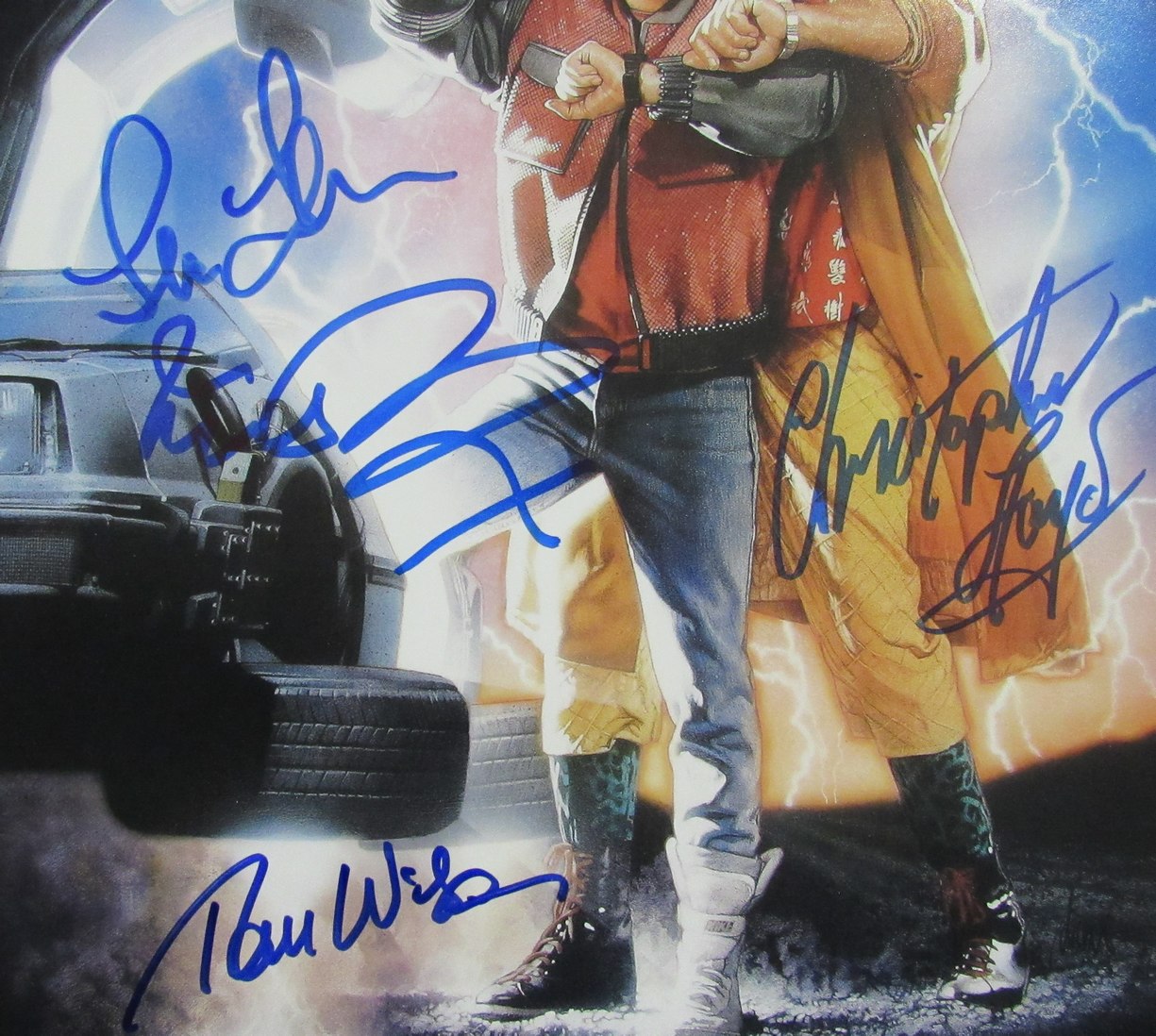 Michael J Fox/Lloyd/Thompson/Wilson (4)Signed 11x17 Photo Back to Future JSA 096