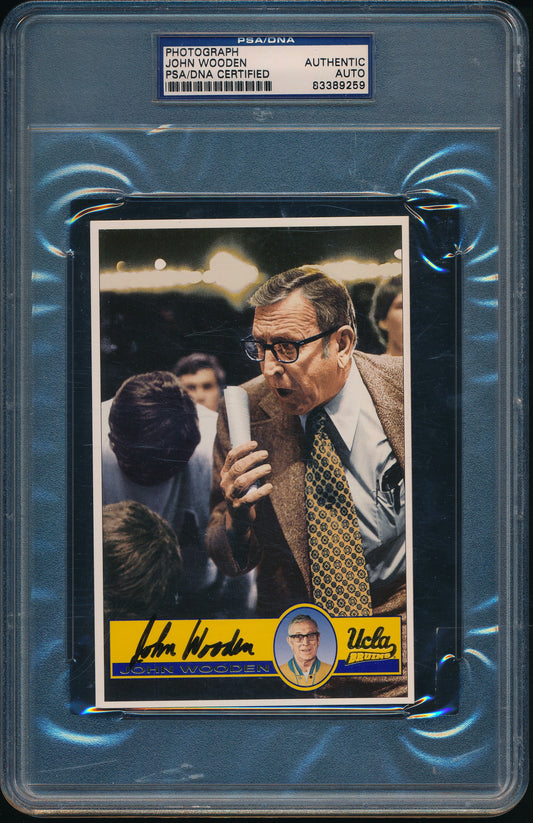 John Wooden Signed/Autographed 4x6 Card Photo UCLA Basketball Coach JSA 191883