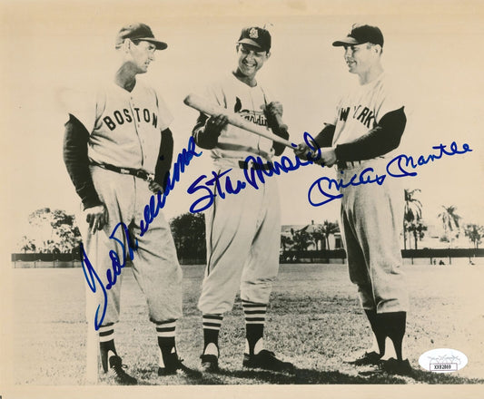 Ted Williams/Stan Musial/Mickey Mantle Multi-Autograph 8x10 B/W Photo JSA 175601