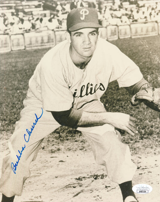 Bubba Church Autographed 8x10 Photo Philadelphia Phillies JSA 181907