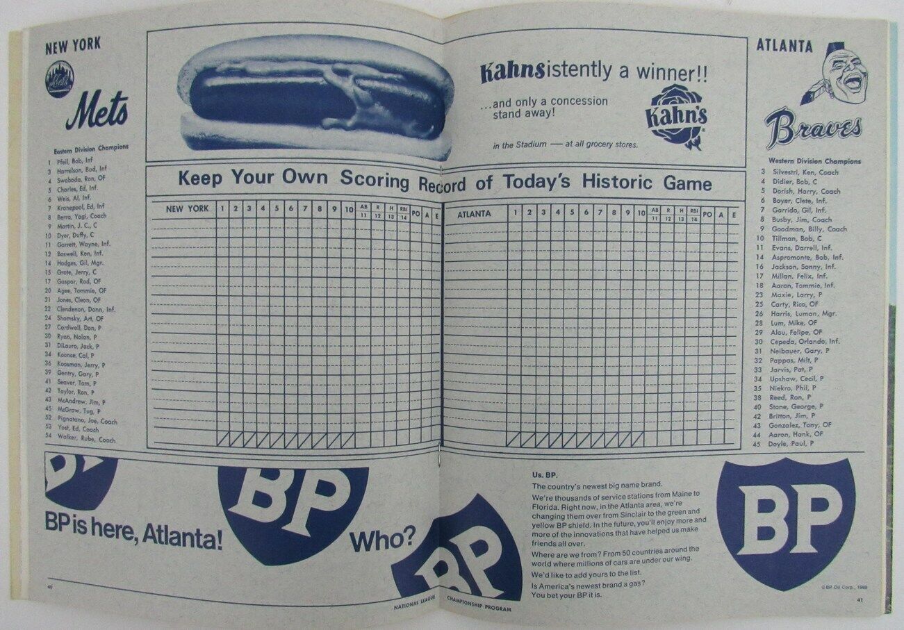 1969 NL Championship Series Program NLCS  Atlanta Braves v New York Mets 163796