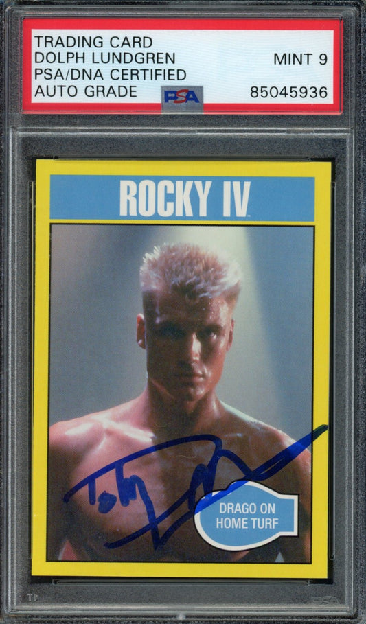 Dolph Lundgren Autographed Rocky IV 2016 TOPPS Card #181 PSA/DNA MINT 9