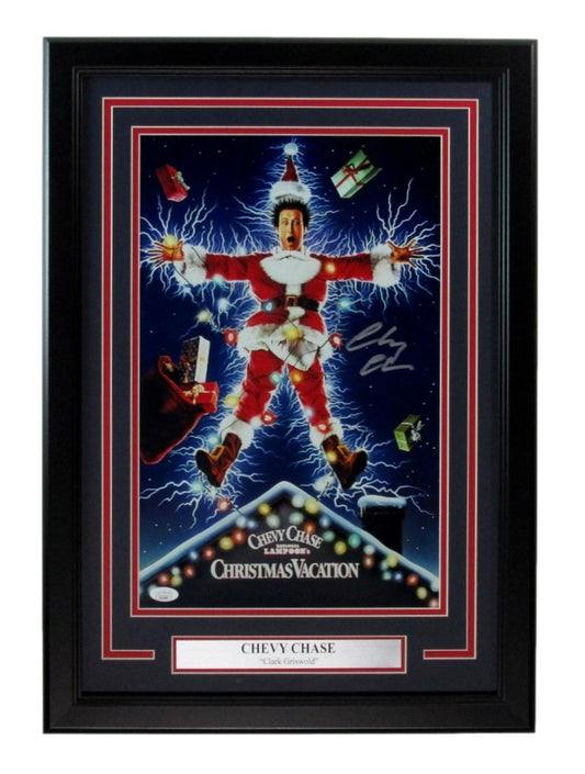 Chevy Chase Autographed 11x17 Movie Poster Christmas Vacation Framed JSA 184944