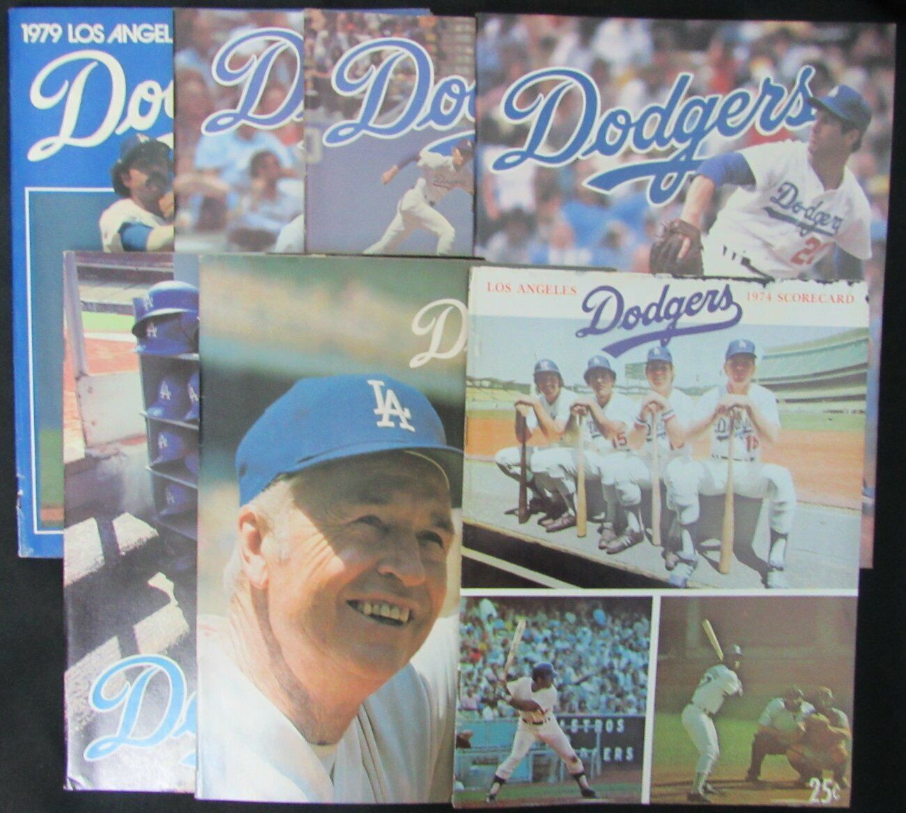 Lot of 7 Los Angeles Dodgers 1974 to 1979 Official Programs Russell/Cey 153959