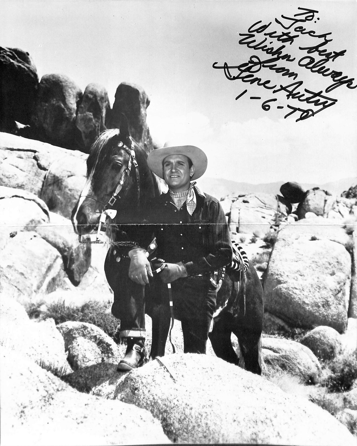 Gene Autry Signed/Inscribed 11x14 B/W Photo 180793