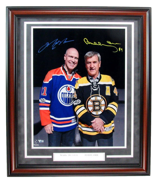 Mark Messier/Bobby Orr HOF Signed 16x20 Photo Framed Oilers/Bruins Fanatics 8977