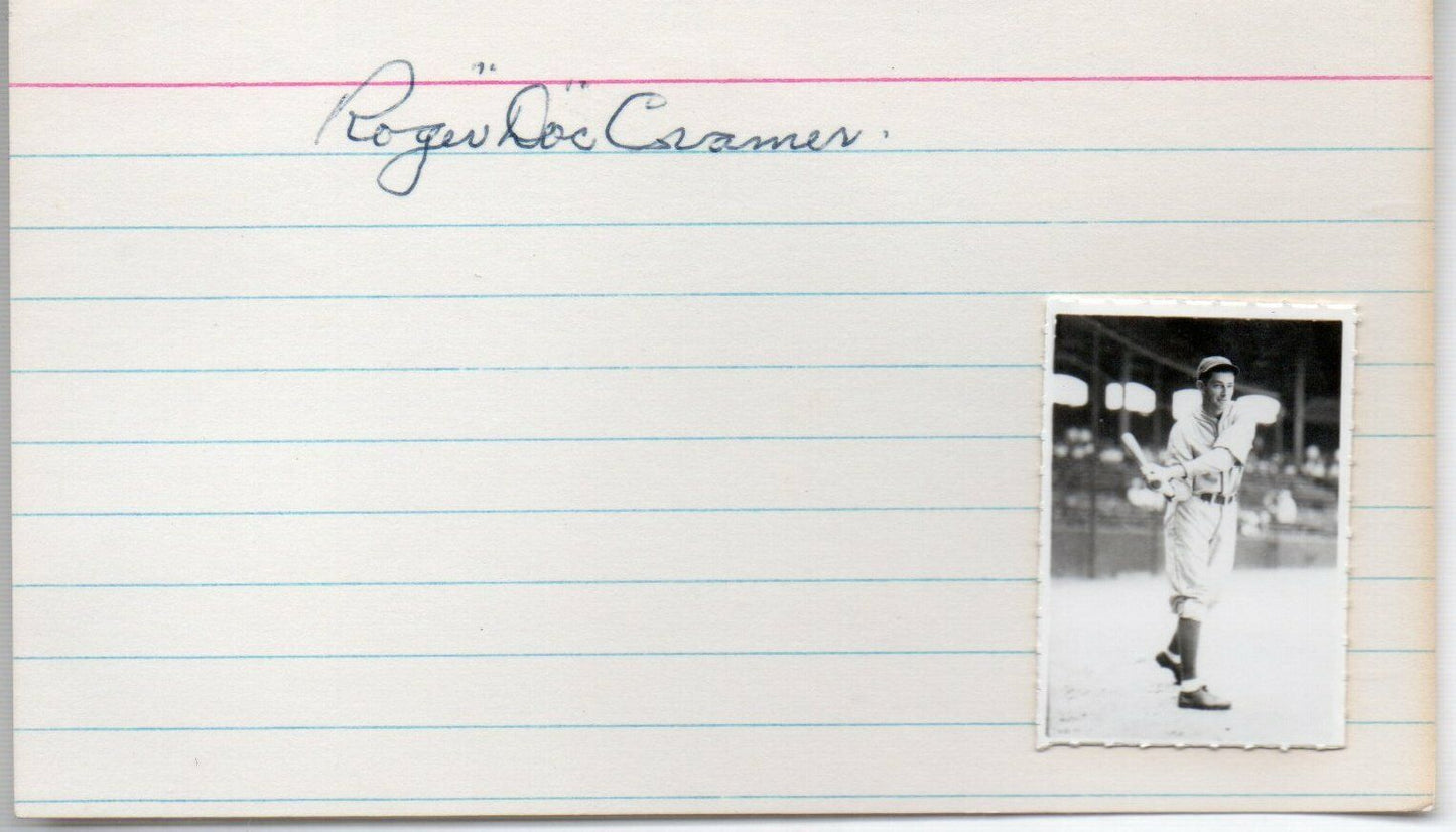 Roger "Doc" Cramer d.1990 Athletics/Red Sox/Tigers Signed 3x5 Index Card 145613