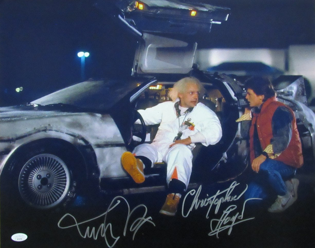 Michael J Fox/Christopher Lloyd Sign/Auto 16x20 Photo Back to Future JSA 174002