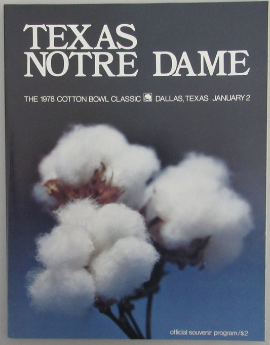 January 2, 1978 Cotton Bowl Game Texas vs. Notre Dame Game Program 192973