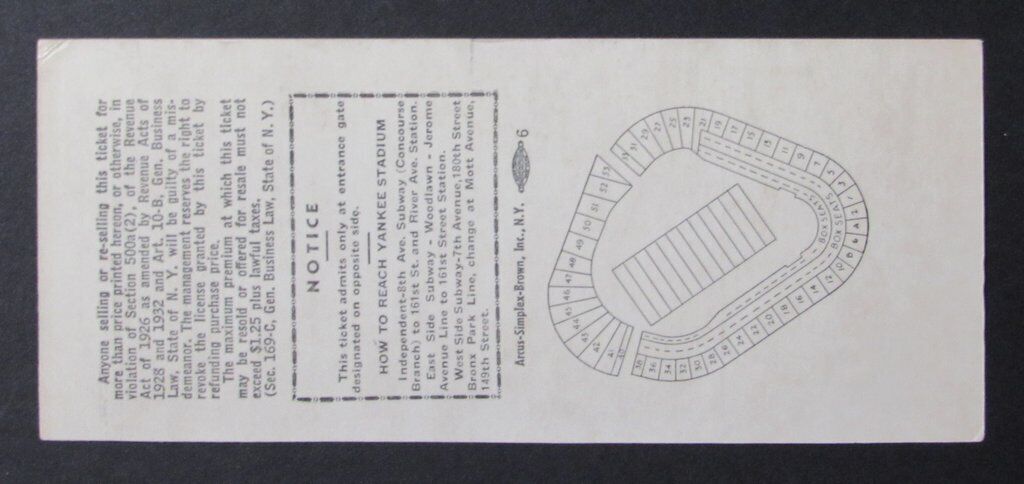 1946 North Carolina A&T vs. U.S. Navy Proof Ticket 11/11/46 Polo Grounds