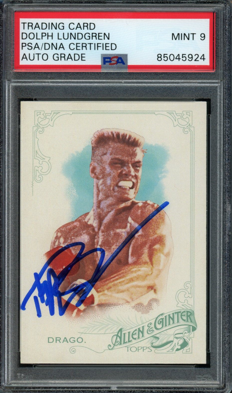 Dolph Lundgren Autographed 2015 TOPPS Allen & Ginter #229 Drago PSA/DNA MINT 9