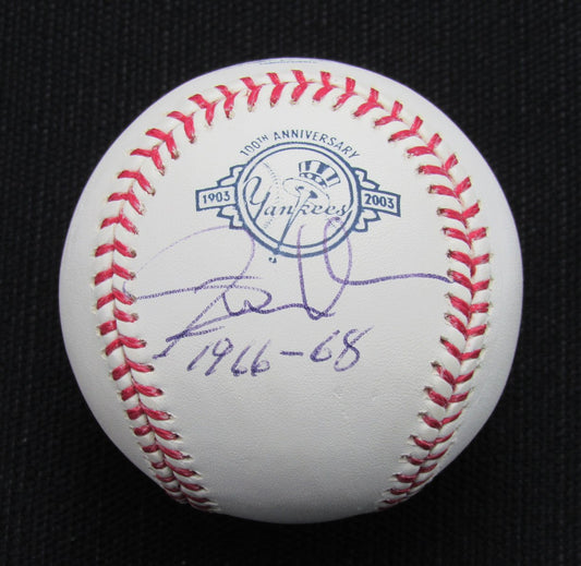 Steve Whitaker Signed/Auto Yankees 100th OML Baseball JSA Inscr  186832