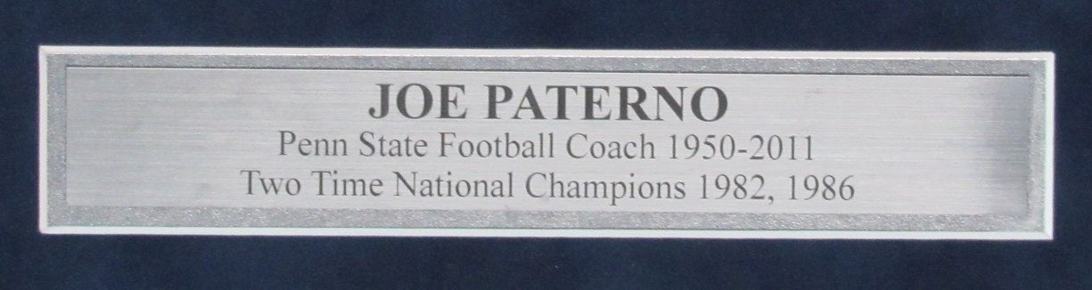 Joe Paterno Signed/Inscribed Cut Card w/ Photo Penn State Framed PSA/DNA 187183