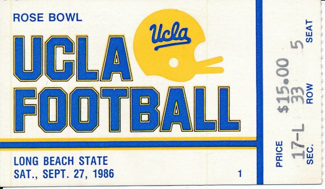 1986 UCLA Bruins vs. Long Beach State Football Game Ticket Stub 148636