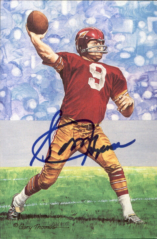 Sonny Jurgensen HOF Autographed Goal Line Art GLAC Postcard Redskins JSA 173876