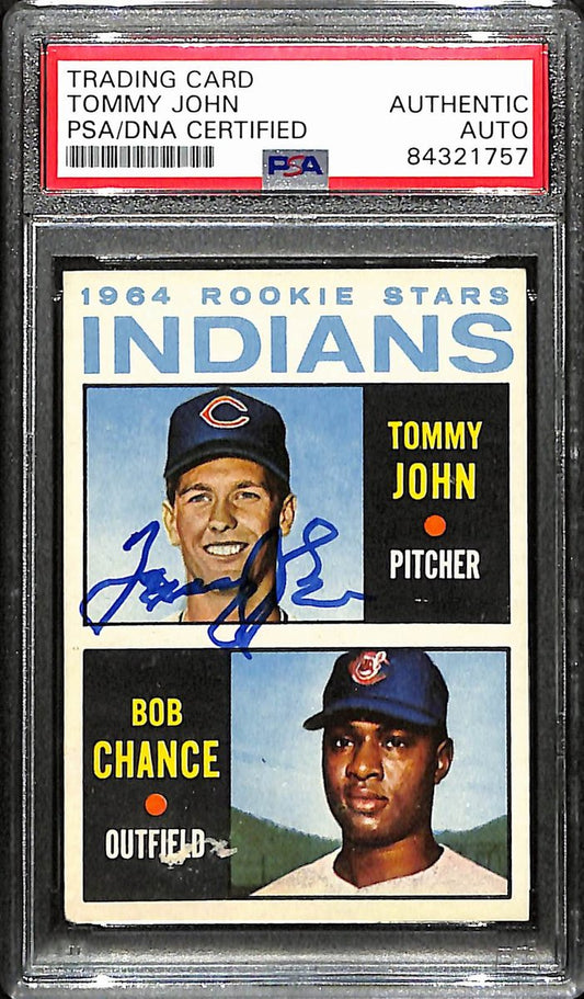 Tommy John Indians Autographed 1964 Topps Rookie #146 PSA/DNA Auto 193427