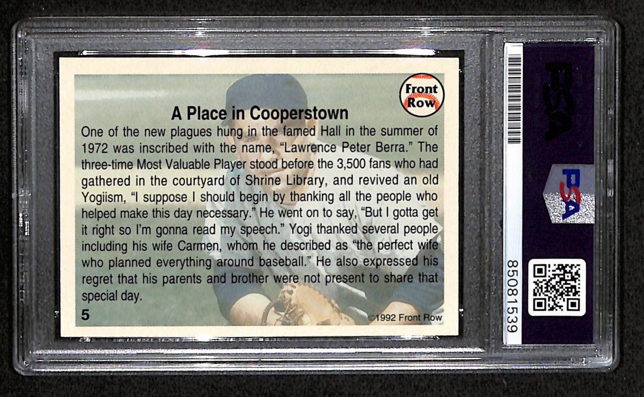 Yogi Berra HOF Signed 1992 Front Row Card #5 New York Yankees PSA/DNA 184464