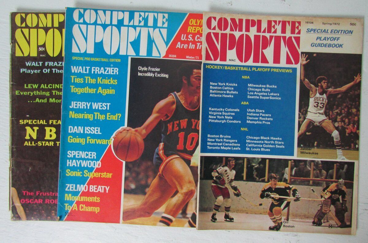 Lot of 5 Complete Sports Magazines '62-'72 Namath/Big O/Jabbar Covers 146655