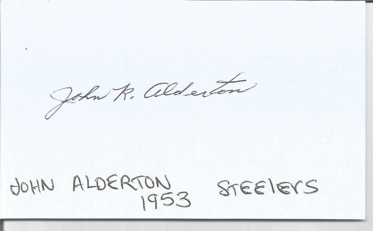 John Alderton 1953 Pittsburgh Steelers Signed/Autographed 3x5 Index Card 150423