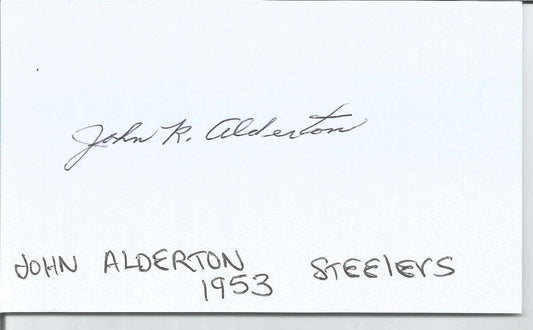 John Alderton 1953 Pittsburgh Steelers Signed/Autographed 3x5 Index Card 150423