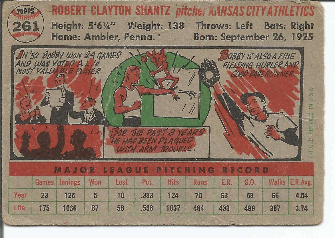 Bobby Shantz Athletics Signed/Autographed 1956 Topps Card #261 150753