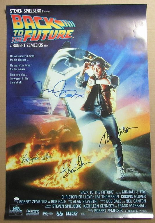 "Back to the Future" Multi-Autographed by 4 Actors 27x40 Movie Poster JSA