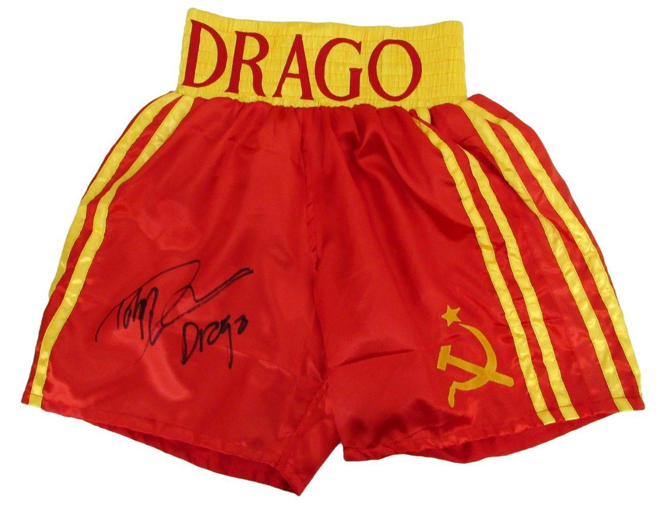 Dolph Lundgren Autographed Ivan Drago Rocky IV Insc Boxing Trunks PSA/DNA 179997