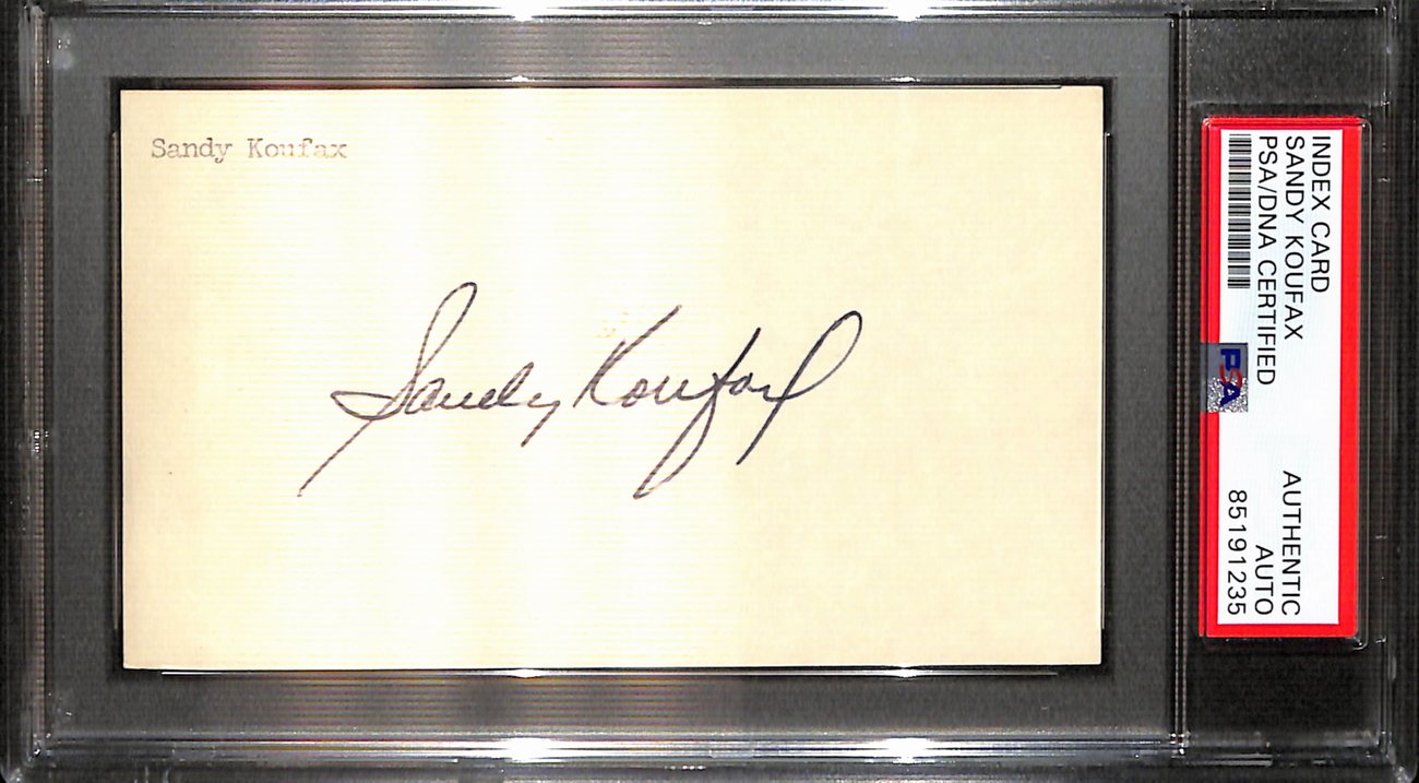 Sandy Koufax HOF Signed/Auto 3x5 Index Card Los Angeles Dodgers PSA/DNA 187231
