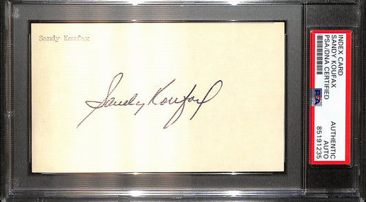 Sandy Koufax HOF Signed/Auto 3x5 Index Card Los Angeles Dodgers PSA/DNA 187231