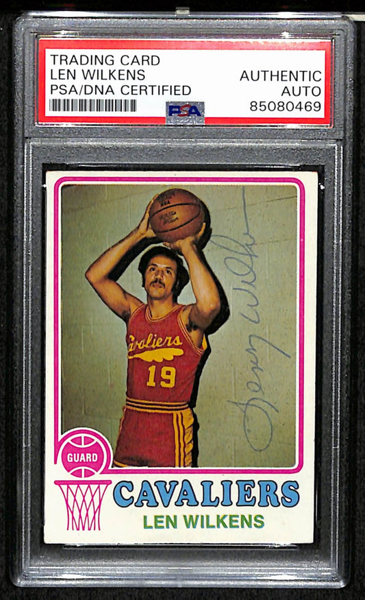 Len Wilkens HOF Signed/Auto 1973-74 Topps Card #165 Cavaliers PSA/DNA 185438