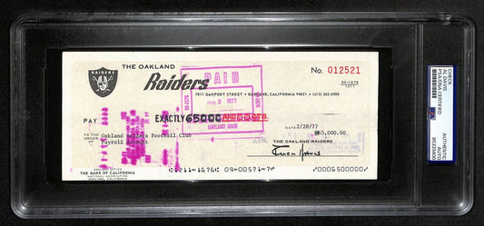 Al Davis HOF Signed/Autographed 8.5x3.5 Bank Check Raiders PSA/DNA 193236