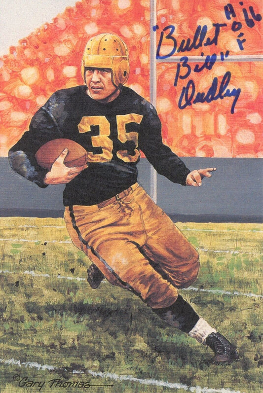 Bill Dudley HOF Autographed/Inscr Goal Line Art GLAC Postcard Redskins JSA