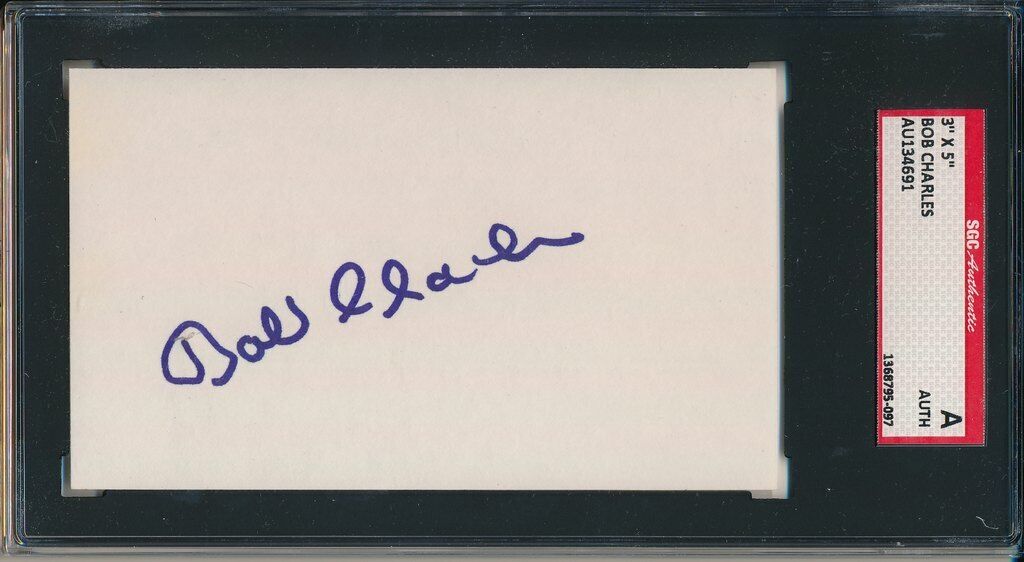 Bob Charles PGA 1963 Open Champion Signed 3x5 Index Card SGC 143752