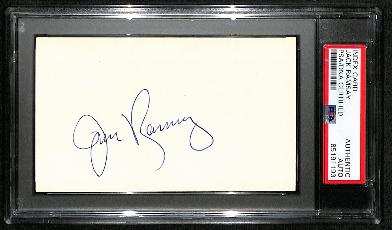 Jack Ramsay HOF Signed/Auto 3x5 Index Card Portland Trailblazers PSA/DNA 188545