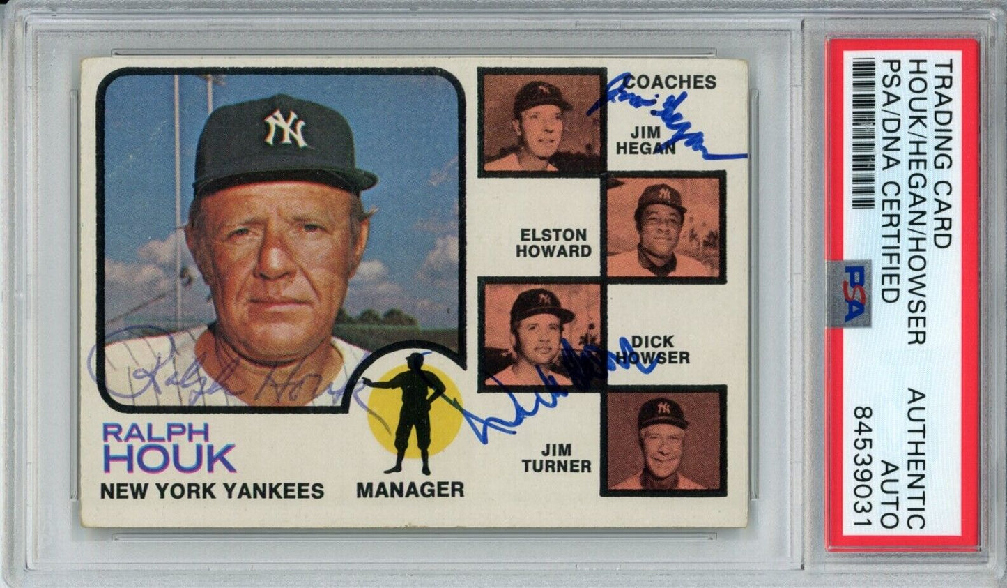 Ralph Houk Hegan Howser Yankees Signed/Autographed 1973 TOPPS  PSA/DNA 166865