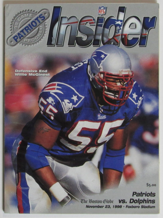 November 23, 1998 New England Patriots vs. Miami Dolphins NFL Insider Program