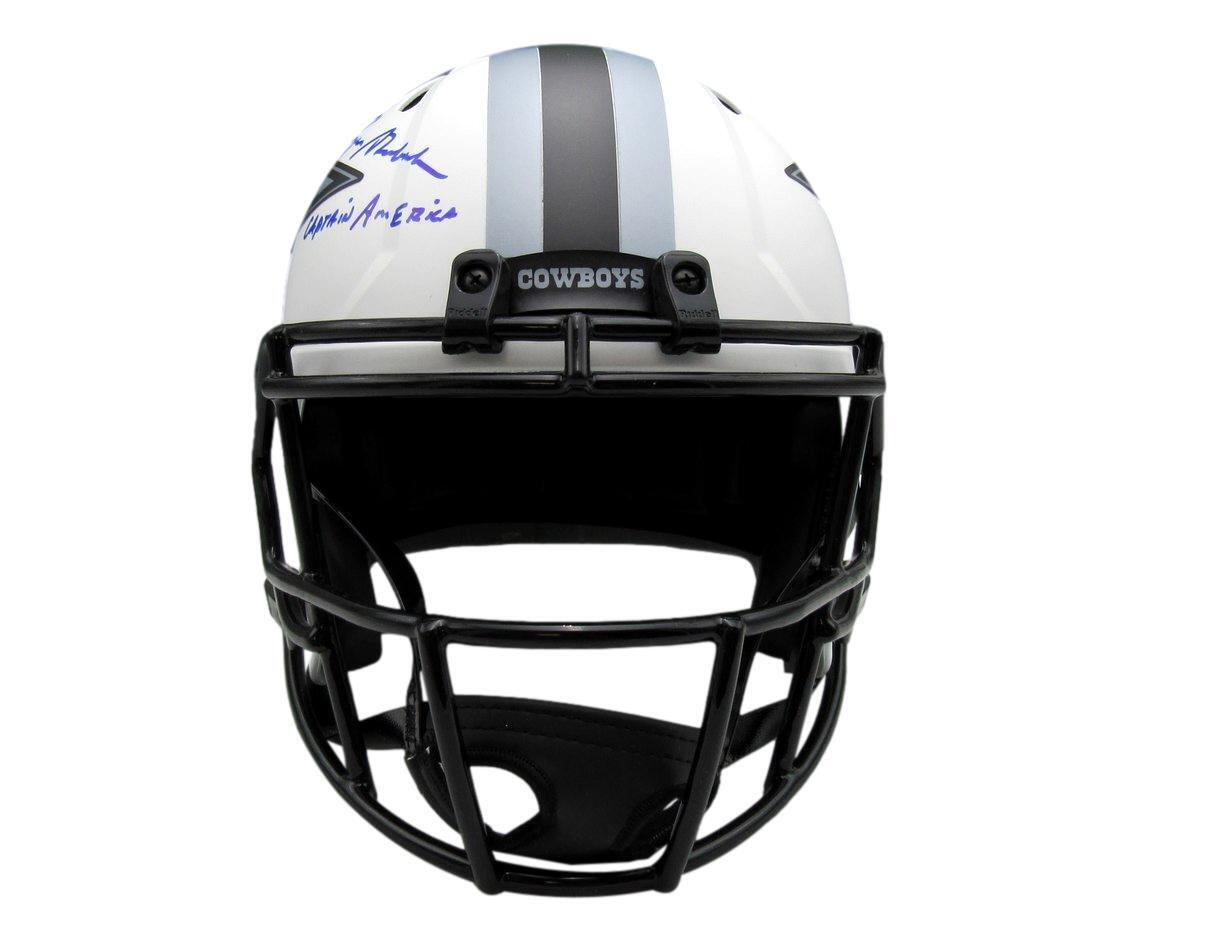 Roger Staubach HOF Autographed/Inscr Full Size Lunar Replica Helmet Cowboys BAS