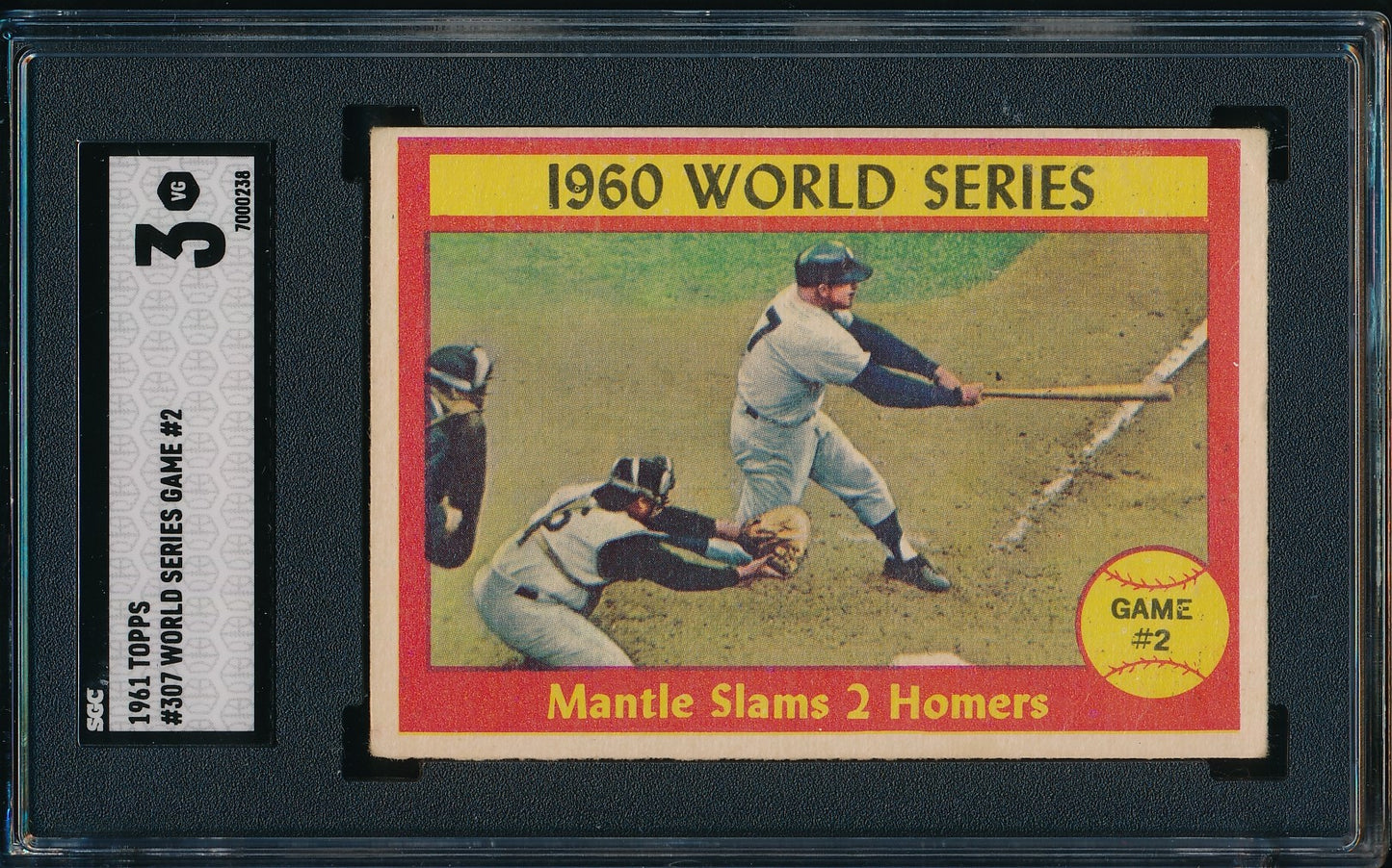 1961 Topps Card #307 1960 World Series Mantle Slams 2 Homers SGC 3  186383