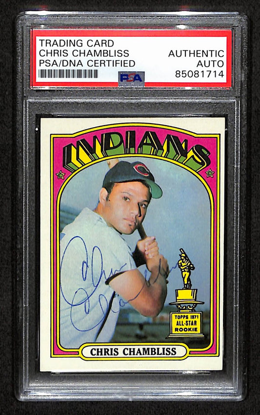 Chris Chambliss Signed 1976 Topps Rookie Card #142 Indians PSA/DNA 184585