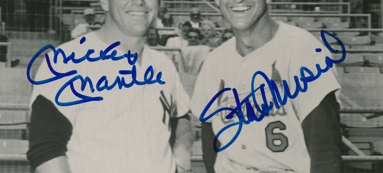 Mickey Mantle/Stan Musial Dual-Autographed 8x10 B/W Photo JSA 175604