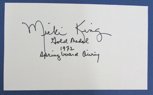 Maxine "Micki" King 1972 Gold Medal Diving Autographed/Signed 3x5 Cutout 125374