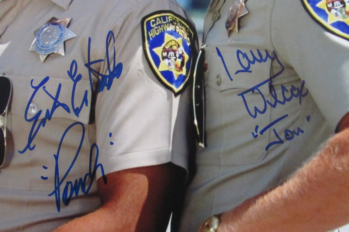 Larry Wilcox/Erik Estrada Dual-Signed/Inscr 11x14 Photo "Chips" Beckett 183367