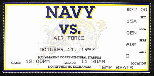 October 11, 1999 Air Force vs. Navy College Football Game Ticket Stub 190205